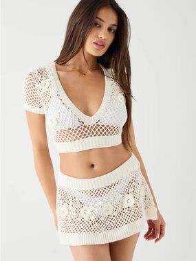 Frankie’s Bikinis Adaline Crochet Cropped Shirt